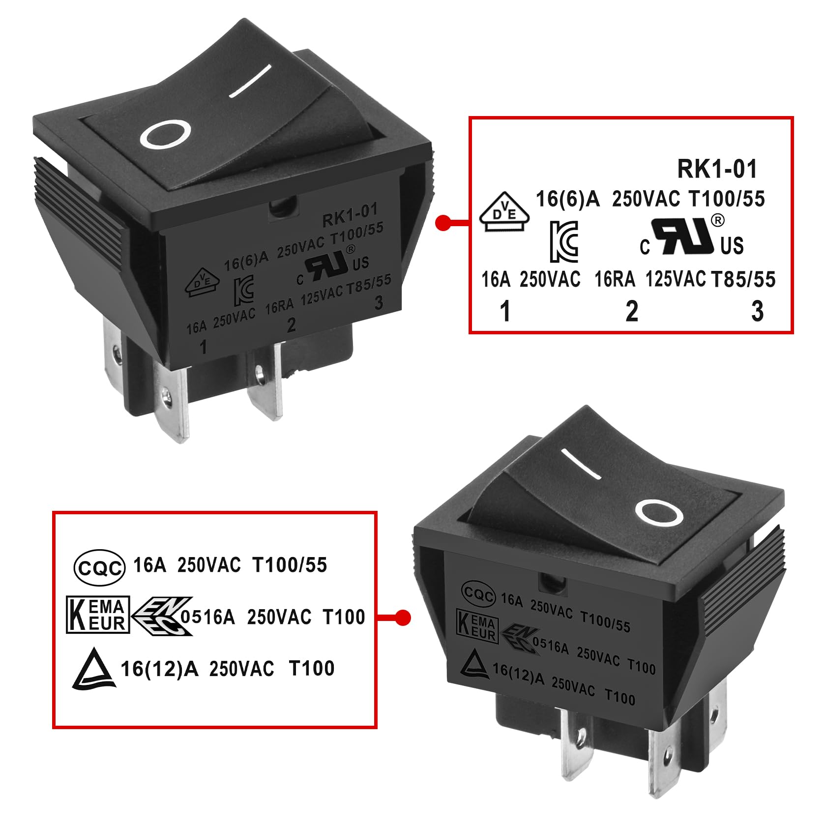 Amazon.co.jp: Heschen ロッカースイッチ,オン/オフ, DPST 4端子
